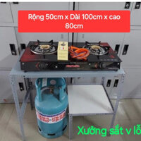 kệ để bếp ga Rộng 50cm x dài 100cm x cao 80cm,kệ sắt v lỗ đa năng