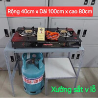 Kệ để bếp gas Rộng 40cm x dài 100cm x Cao 80cm,kệ sắt v lỗ đa năng