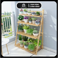 Kệ để cây, kệ gỗ 4 tầng đa năng gỗ tự nhiên không mối mọt