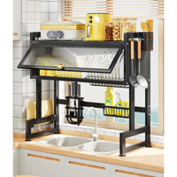Kệ để chén bát có cửa lùa thông minh phiên bản nâng cấp KB833, Kệ tủ nhà bếp đa năng trên bồn rửa sắp xếp gọn gàng
