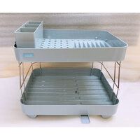 Kệ Để Chén Bát Nhựa Inox 2 Tầng Inochi Có Khay Thoát Nước Thông Minh Dùng Để Làm Giá Úp Bát Đĩa Chén Đũa Trên Chậu Rửa  Giao màu ngẫu nhiên  - ANTH250