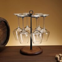 Kệ Để Cốc Rượu Vang Đỏ Xoay Gỗ Nguyên Khối Sáng Tạo Kệ Treo Cao Cấp Treo Ngược Tủ Rượu Đơn Giản Trưng Bày Đồ Trang Trí G