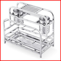 Kệ để dao đũa thớt inox đa năng tiện dụng kèm ống cắm đũa thìa khay hứng nước inox