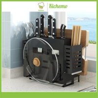 Kệ để dao thớt giá đựng đồ đa năng treo tường chất liệu thép không gỉ M08 (1 ống đũa, 2 ống đũa)