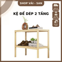 Kệ để dép 2 tầng rộng 50cm, kệ đựng giày dép bằng gỗ thông tự nhiên, lắp ráp tiện lợi