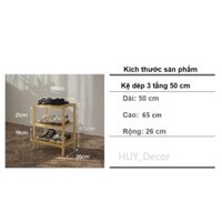 ♕KỆ ĐỂ DÉP 3 tầng GỖ THÔNG CAO 50 cm x DÀI 50cm HUY_Decor