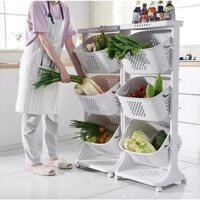 Kệ để đồ 2 - 3 tầng đa năng nhựa Việt Nhật, Các tầng bằng nhau. Có bánh xe xoay 360 độ. Rổ đựng quần áo, đựng đồ (MI412)
