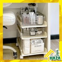 Kệ để đồ bánh xe màu kem, Kệ ngăn kéo 5 tầng để dưới gầm bàn đựng mỹ phẩm đồ dùng học tập