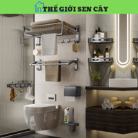 Kệ để đồ, giá treo quần áo, kệ nhà tắm dán tường chất liệu Nhôm bền nhẹ siêu chắc chắn - Tặng kèm keo dán và ốc vít