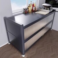 Kệ để đồ nhà bếp đặt sàn inox 3 tầng tủ đựng đồ chống bụi tủ đựng đồ dùng cho lò vi sóng đa năng.