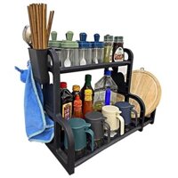 Kệ để đồ nhà bếp,kệ đựng gia vị 2 tầng cắm dao thớt,vung nồi tiện dụng cho nhà bếp Inox Kitchen