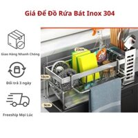 Kệ Để Đồ Rửa Chén Inox 304 Kèm Ống Để Đũa Thìa Vắt Khăn, Chống Rỉ Sét Kèm Khay Hứng Nước, Để Đồ Gọn Gàng Tiết Kiệm KLGD