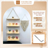Kệ Để Đồ Treo Tường, Kệ Gỗ 4 Tầng Dây Thừng Đan Chéo Chữ X Chắc Chắn, Tiện Lợi | YAN DECOR 89