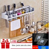 Kệ để đồ và gia vị nhà bếp đa năng Kailang loại cao cấpTặng Bộ 5 Thìa Inox Cao Cấp - Giá treo đồ nhà bếp 2 ống đũa loại đẹp giá kệ để đồ dao và gia vị nhà bếp tiện dụng giá treo đồ nhà bếp gắn tường gia treo do nha bep 2 ong dua loai dep