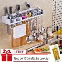 Kệ để đồ và gia vị nhà bếp đa năng Kailang loại cao cấpTặng Bộ 5 Thìa Inox Cao Cấp - Giá treo đồ nhà bếp 2 ống đũa loại đẹp giá kệ để đồ dao và gia vị nhà bếp tiện dụng giá treo đồ nhà bếp gắn tường gia treo do nha bep 2 ong dua loai dep