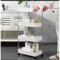Kệ Để Đựng Đồ Đa Năng 4 Tầng - 3 TẦNG Thanh Inox - Giá Nhựa có lỗ Cao cấp(CÓ BÁNH XE) loại tốt - Bảo Anh