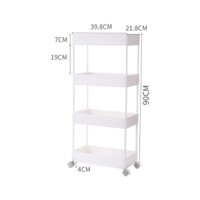 Kệ Để Đựng Đồ Đa Năng 4 Tầng Thanh Inox - Giá Nhựa Cao cấp [CÓ BÁNH XE]