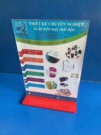 Kệ để giấy 2 mặt A4 đế lùa màu đỏ bằng mica