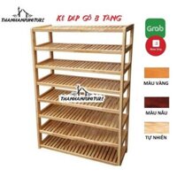 Kệ để giày dép bằng gỗ 8 tầng rộng 60cm và 80cm, gỗ cao su tự nhiên chắc chắn và bền đẹp