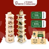 Kệ để giày dép gấp gọn họa tiết kẻ Caro, kệ túi sách đa năng chất liệu nhựa PP màu trắng kem phiên bản mới nhất 2024