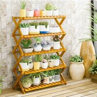 Kệ để hoa cây cảnh decor phòng khách sân vườn KH4 chất liệu GỖ CAO SU TỰ NHIÊN siêu bền