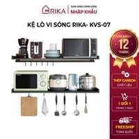 Kệ để lò vi sóng, lò lướng treo tường đa năng thông minh nhà bếp RIKA KVS-07 chất liệu INOX 304 sơn đen tích điện