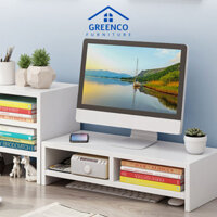 Kệ để màn hình, kệ máy tính kiêm đựng sách vở để bàn làm việc chất liệu gỗ MDF cao cấp Greenco - D11