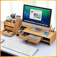 Kệ để màn hình máy tính đa năng NASI Store bằng gỗ cứng chắc mẫu đẹp có hộc cất bàn phím văn phòng phẩm