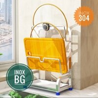 Kệ để nắp vung, kệ để thớt Inox 304 có khay hứng nước