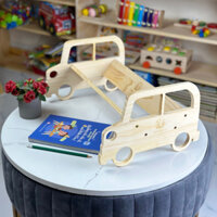 Kệ Để Sách Gọn Nhẹ Khung Gỗ Thông Chắc Chắn Kệ Giá Sách Hình Ô Tô Cho Trẻ