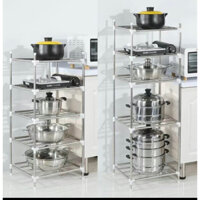 Kệ để xoong nồi chảo inox 5 tầng. Giúp cho không gian bếp gọn gàng hơn