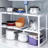 Kệ Để Xoong Nồi Gầm Bếp 2 Tầng Đa Nang Gọn Gàng, Ngăn Nắp Khung INOX Chịu lực