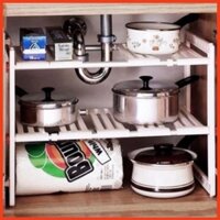 Kệ Để Xoong Nồi Gầm Bếp 2 Tầng Đa Năng Gọn Gàng, Ngăn Nắp Khung Inox Chịu Lực Tốt