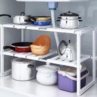 Kệ Để Xoong Nồi Gầm Bếp 2 Tầng Đa Nang Gọn Gàng, Ngăn Nắp Khung INOX Chịu lực