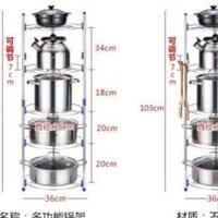 Kệ để xoong nồi inox thông minh 5 tầng có móc treo