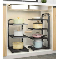 Kệ để xoong nồi nhà bếp đa năng, giá để xoong nồi chảo 3- 4 tầng cao cấp giúp tiết kiệm không gian phòng bếp tiện lợi