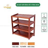 Kệ dép 4 tầng 60cm gỗ cao su chống nước - Giá để giày dép 4 tầng