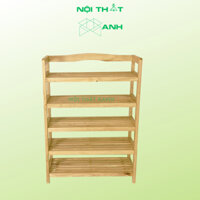 Kệ dép 5 tầng gỗ cao su tự nhiên, Kệ decor phòng - kệ màu gỗ vintage