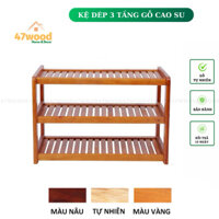 KỆ DÉP GỖ 3 TẦNG 60 GỖ CAO SU - Giá để giầy dép bằng gỗ 47TOOL 47TOOL