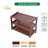 Kệ dép gỗ 3 tầng rộng 60cm gỗ cao su lắp ráp - Giá để giầy dép gỗ 47wood 47wood