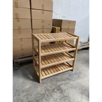 Kệ Dép Gỗ 4 Tầng Ngang 60cm cao 65 cm - Chất Liệu Gỗ Cao Su - Nội Thất Ori