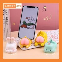 Kệ điện thoại silicon mông đào hình thú: Vịt, thỏ, khủng long, cáo đáng yêu dùng làm kệ điện thoại,mô hình,xả stress