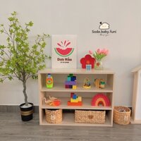 Kệ đồ chơi 3 tầng gỗ cho bé , kệ ô vuông, kệ mầm non, kệ montessori, kệ sách cho bé - Toy shelf- Bookshelf