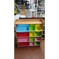 Kệ Đồ Chơi Gỗ khung sắt KDC02 nhiều màu 100x28,5x80 cm