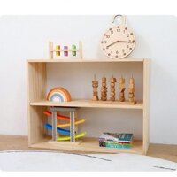 Kệ Đồ Chơi Montessori Giá Sách Trẻ Em Bằng Gỗ Thông Thiết Kế 2 Tầng Dễ Lắp Ráp Dùng Cho Phòng Trẻ Em Trường Mầm Non