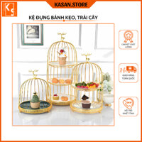 Kệ Đựng Bánh Kẹo Trái Cây Khay Sứ 1-3 Tầng - Khung Inox Mạ Vàng/Bạc - Decor Trang Trí Sang Trọng