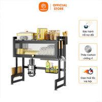 Kệ Đựng Bát Đĩa Trên Bồn Rửa Chén HADOCHI Kệ Đa Năng Cao Cấp Có Tủ Chống Bụi
