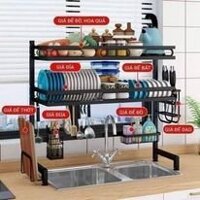 Kệ đựng bát đĩa từ 65 - 125CM trên bồn rửa bát cao cấp đa năng 2 tầng, Kệ để chén đĩa thông minh trên bồn rửa bát