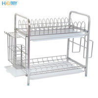 Kệ đựng chén bát 2 tầng Inox 304 cao cấp HOBBY KC2F - tất cả trong 1 kệ chén - mẫu 2 tầng