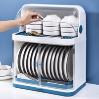 Kệ Đựng Chén Bát Có Nắp Đậy 2 Tầng, Tủ Nhà Bếp Đa Năng Chống Côn Trùng, Bám Bụi